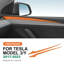 Italian Suede Door Side Panel Trim Cover For Tesla Model 3 Model Y 2020 2021 2022 2023 Sticker Styling Car Interior Accessories