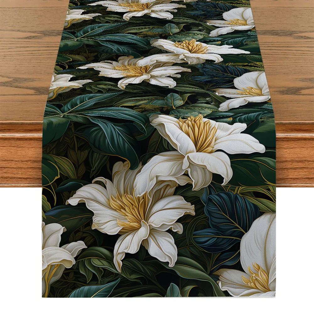 

Plant Flower Leaf Table Runners Dresser Table Decor Washable Kitchen Dining Coffee Table Runner Party Decor