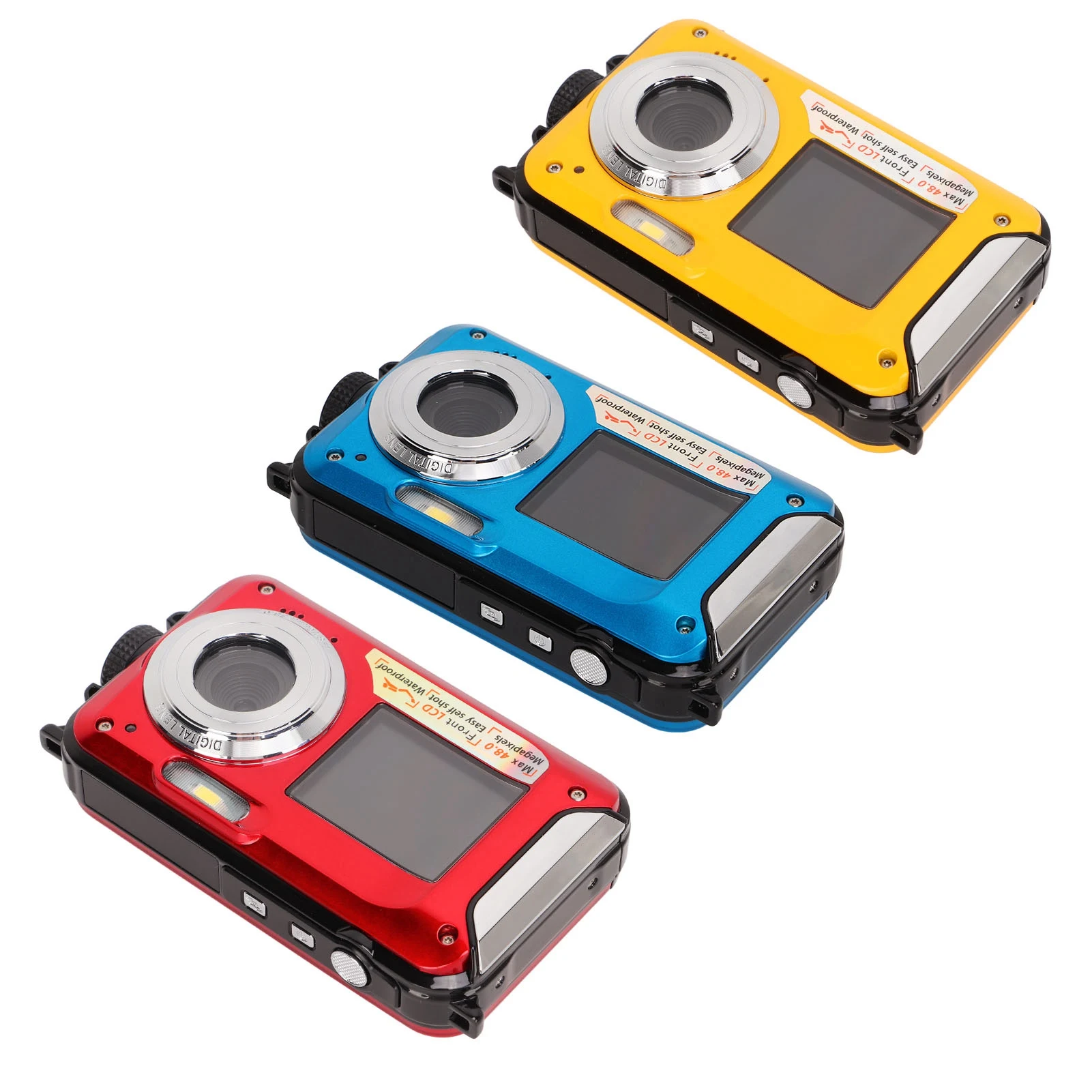 HD368 Full HD 2.7K 48MP 10ft Waterproof Underwater Digital Camera 16X Digital Zoom Front Rear Double Screens Digital Camera