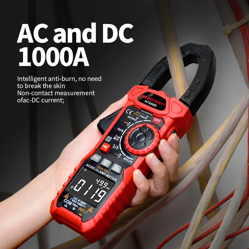Digital Clamp Meter Pro 1000a 1000v ac dc Current Clamp Alicate True Rms Amperímetro Voltímetro Vfd Rel Ohm Capacitor Tester Ht208 206