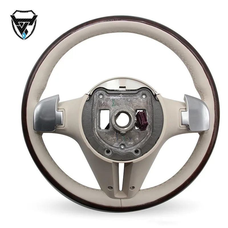 Peach Wood White Leather Modified Steering Wheel For Mercedes Benz C GLC E S CLS AMG ZC-221-M6-F