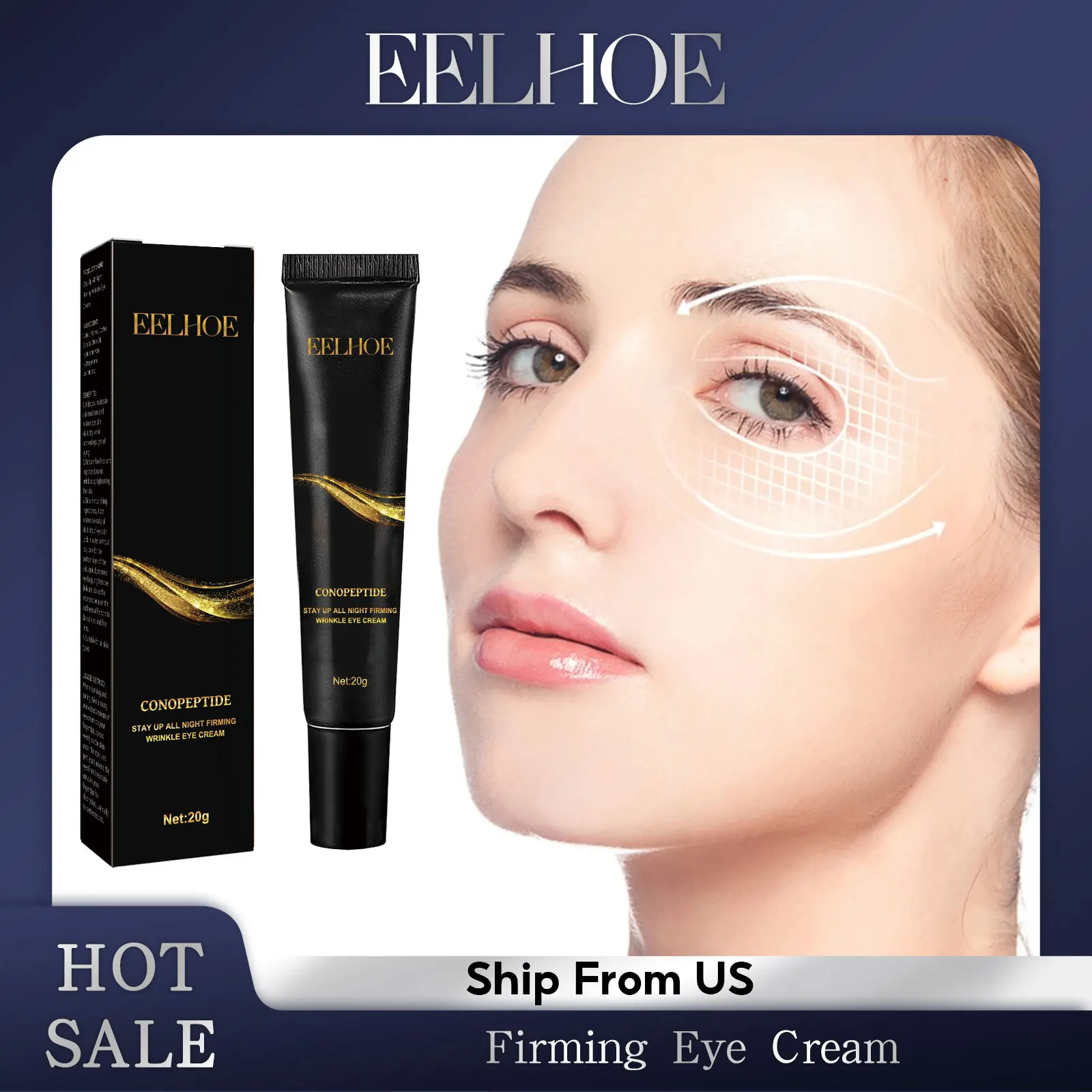 EELHOE Instant Eye Bag Removal Cream Collagen Removal Wrinkles Firming Skin Fade Fine Lines Brighten Dark Circle Anti Puffiness