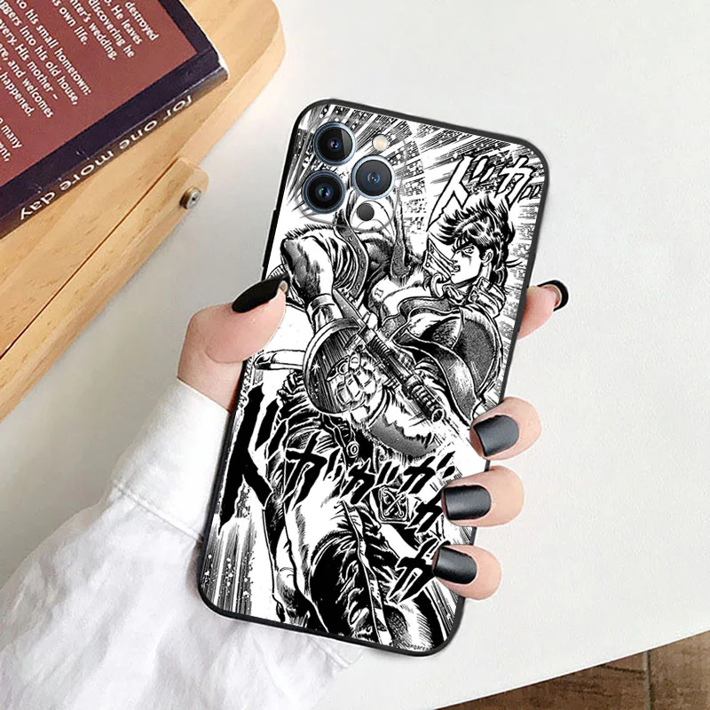 Black Soft Phone Case for Apple iphone 16 15 14 13 12 Mini XS 11 Pro Max XR 7 8 Plus X 16Pro Fashion JOJO's Joseph Joestar Cover