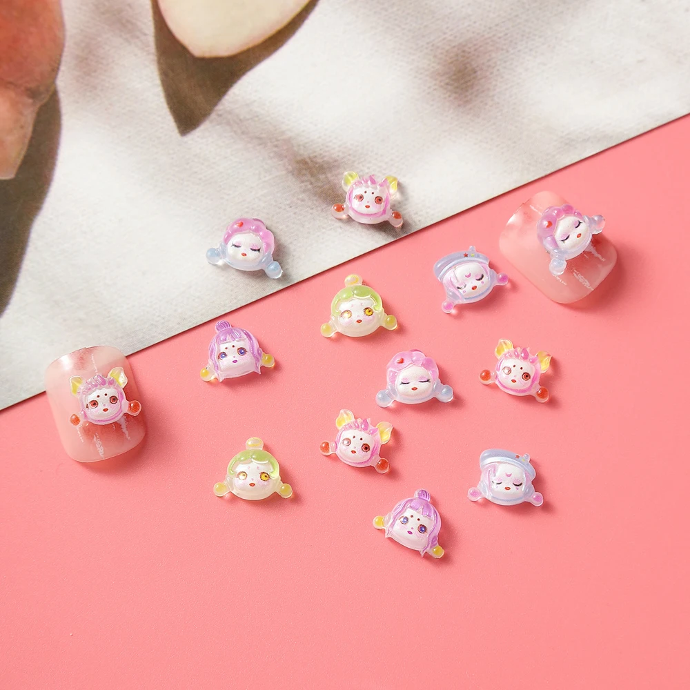 20pcs Cartoon Cute Girl Nail Art Charm 3D Resin Kawaii Multicolor Cartoon New Girl Nail Decoration DIY Cool Nail Accessories