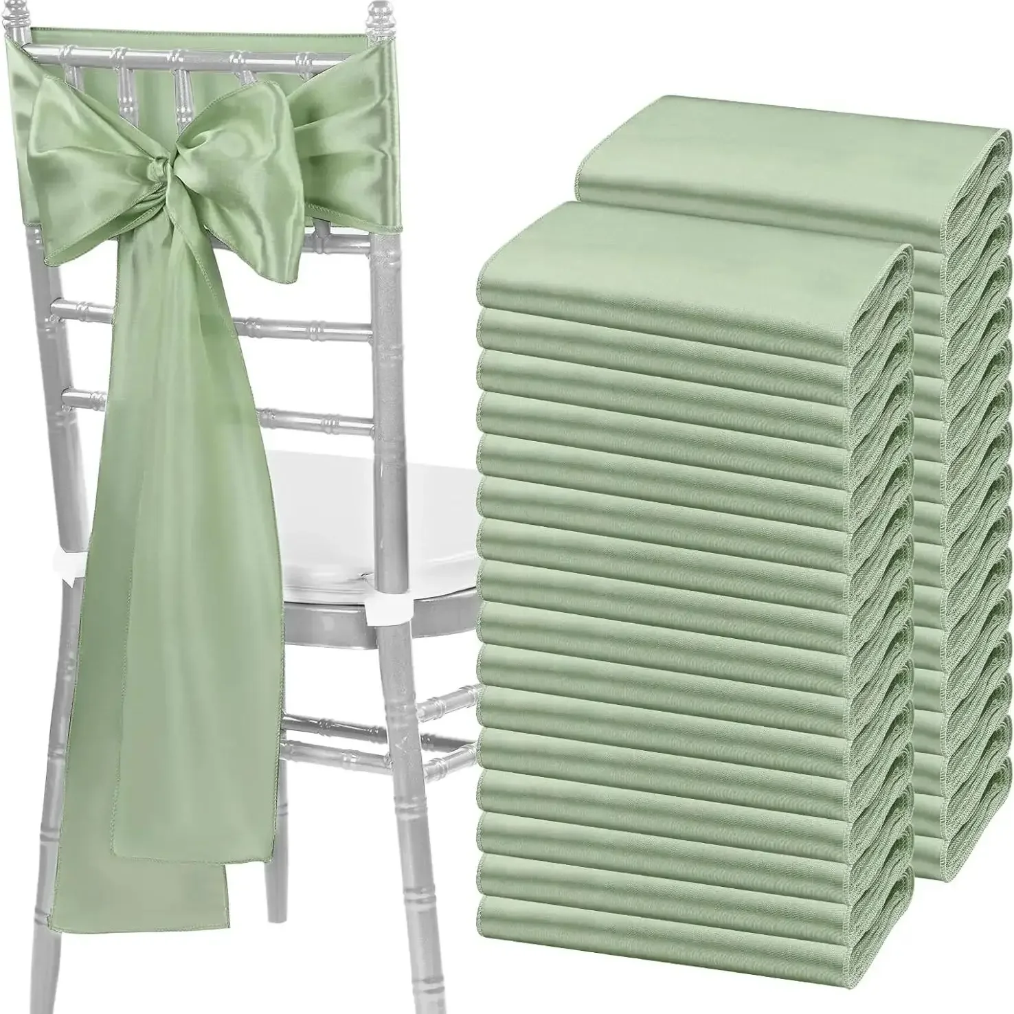 10PCS  Wedding banquet chair back satin ribbon banquet hotel event chair back cover bow chair tie chair cover decoration