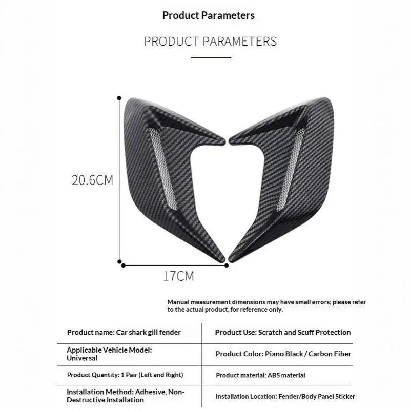 2 Pcs Universal Car Shark Gills Side/Hood Air Flow Outlet Vent Decoration Sticker Trim Cover Decal Car Styling