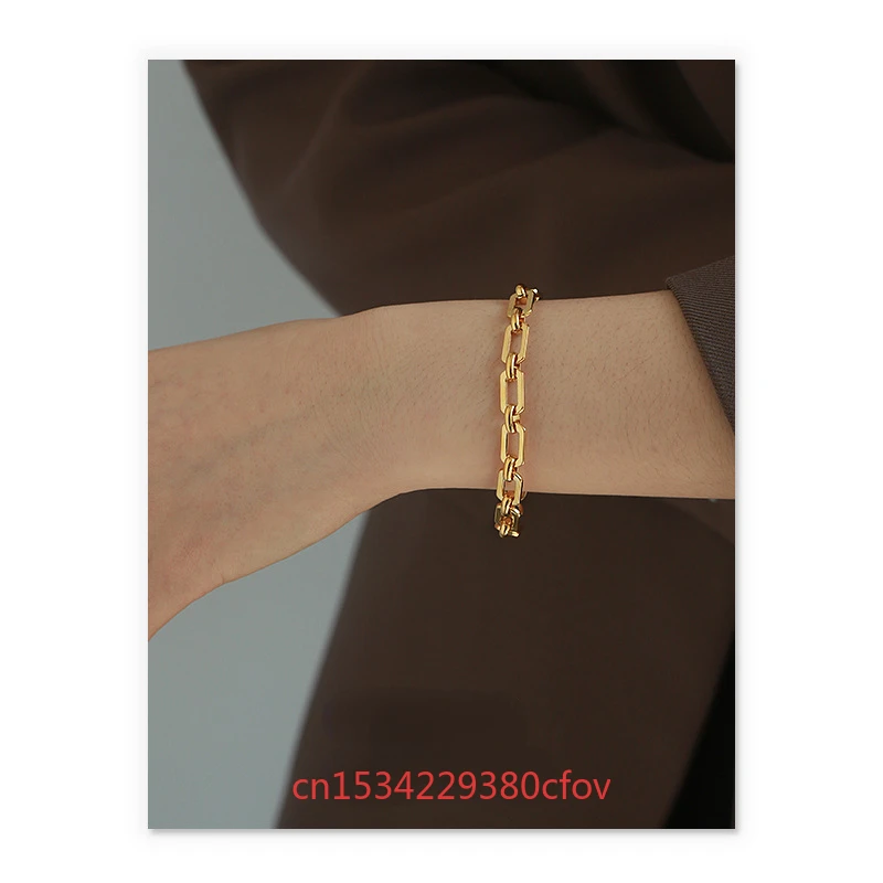 High Fidelity Brass Electroplating with Genuine Gold Coarse Chain Bracelet Charm Retro Style Fashion Accessories Ladies Gift