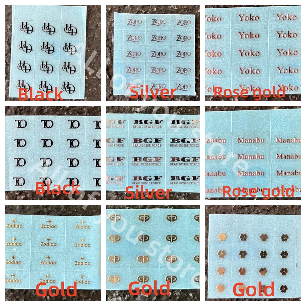 معدن مخصص ساعة الطلب ملصق 28.5 مللي متر ذاتية اللصق الذهب والفضة التسمية الصغيرة العلامة التجارية ثلاثية الأبعاد شعار لساعات شخصية