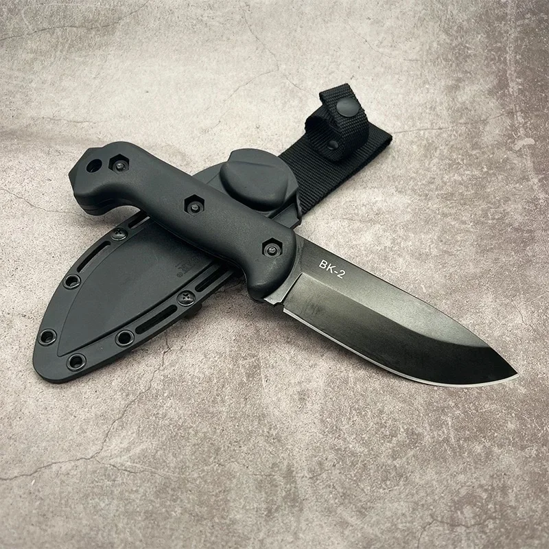 Us (BK-2) 1095 High carbon steel Tactical Knife +Kydex sheath, High hardness jungle hunting knife, North American survival knife