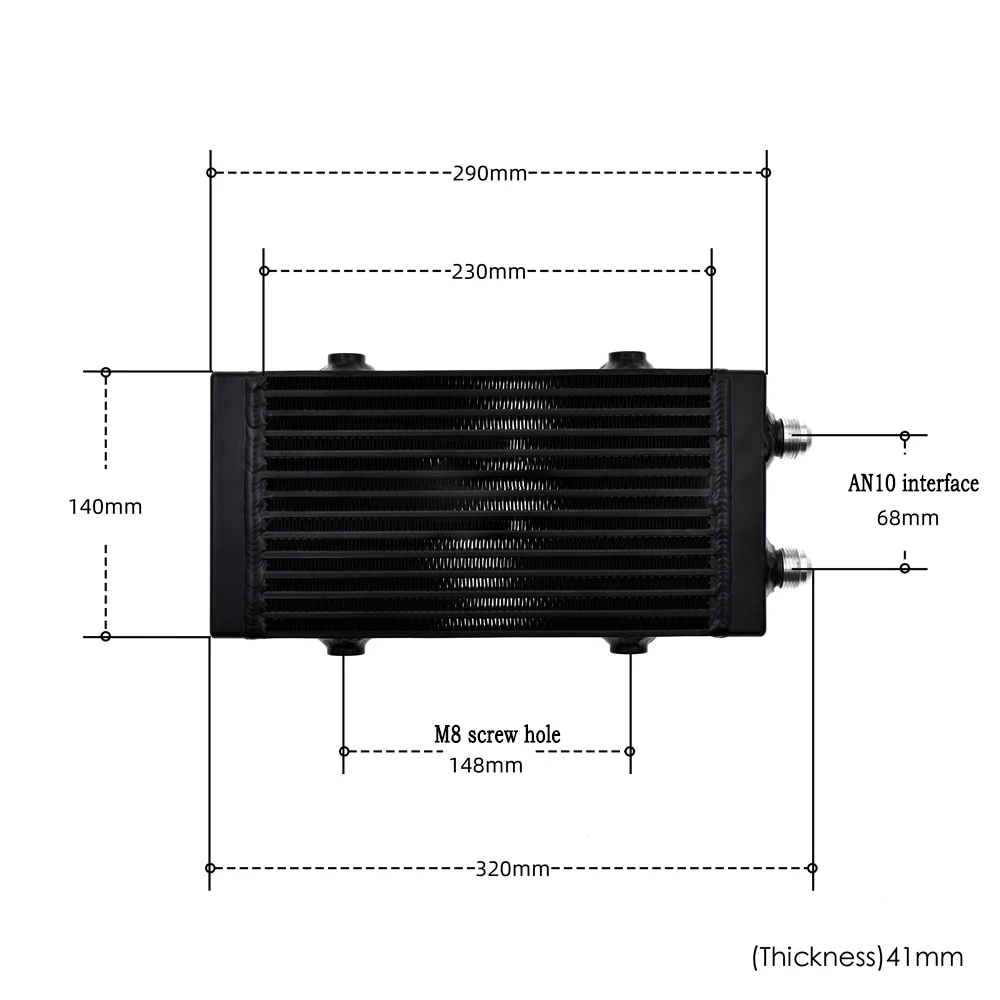 

Универсальный небольшой стержневой и пластинчатый двухпроходной масляный радиатор Core AN10 с одним поперечным потоком масла Черный/серебристый 1 шт. Дооснащение автомобиля