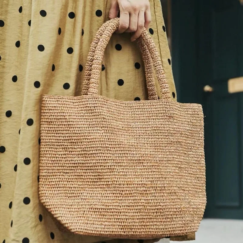 

2025 New Summer Fashion Hollow Natural Lafite Grass Bag fashion Women Tote Bag Luxury High Quality Designer Style Handbag