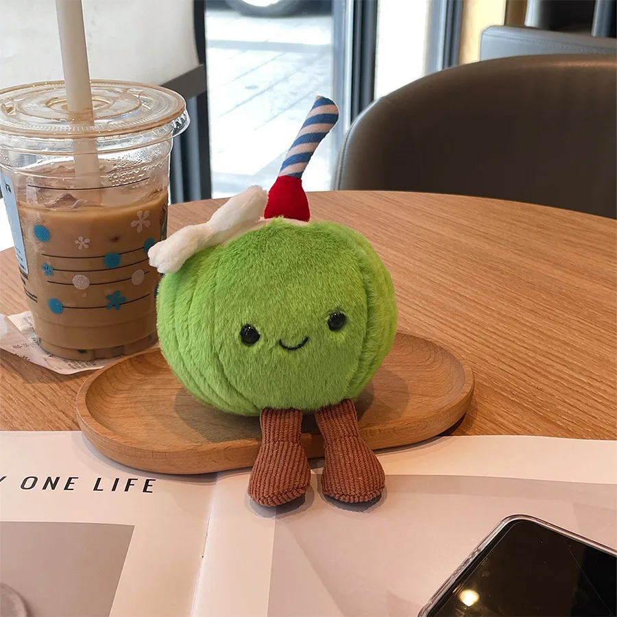 Amusant noix de coco vert poupée en peluche poupée fille cadeau sac pendentif peluche plantes Juguetes De Peluche Пуovahстые Игрушки