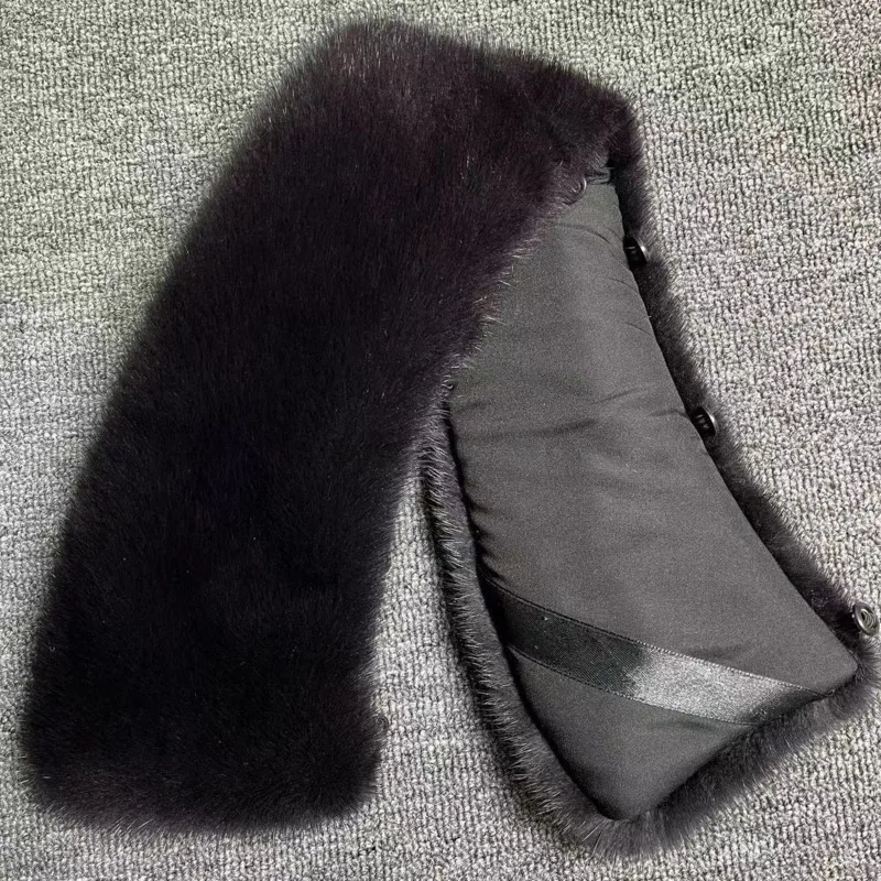 Real Mink Fur Collar Men\'s Universal Lapel Square Collar For Coat Winter Fashion Natural Fur Black Brown Collar Male Warm Scarf