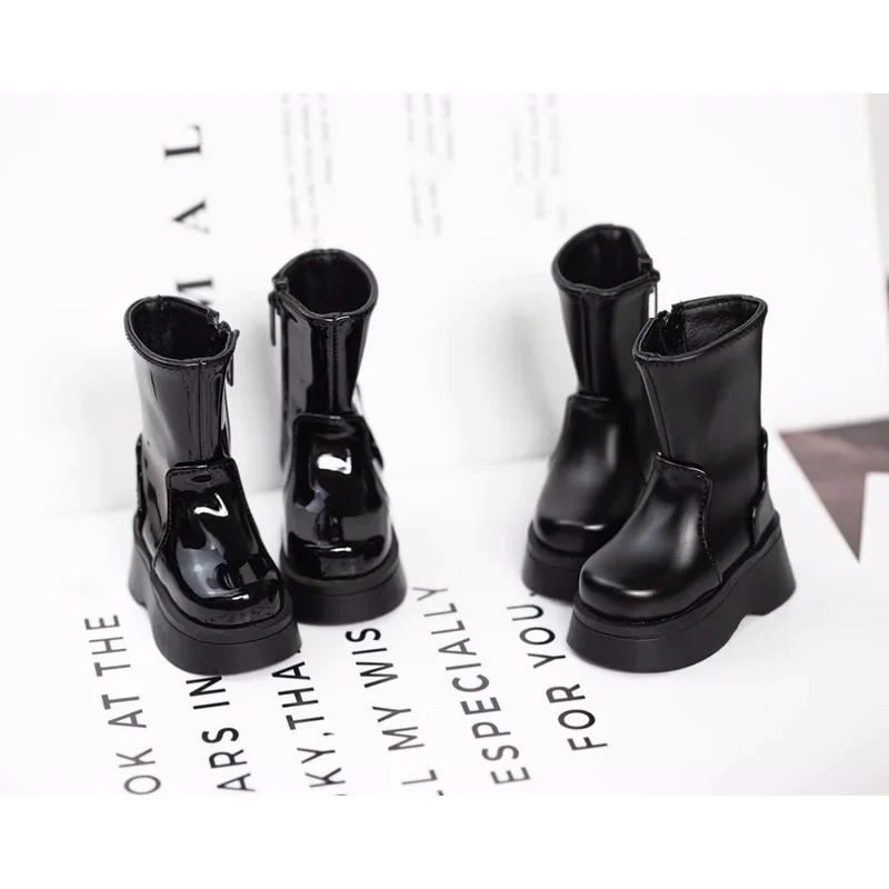 Chaussures de poupée BJD adaptées aux bottes à plateforme à talons hauts peintes noires de taille 1/4, chaussures épaisses, accessoires de poupée