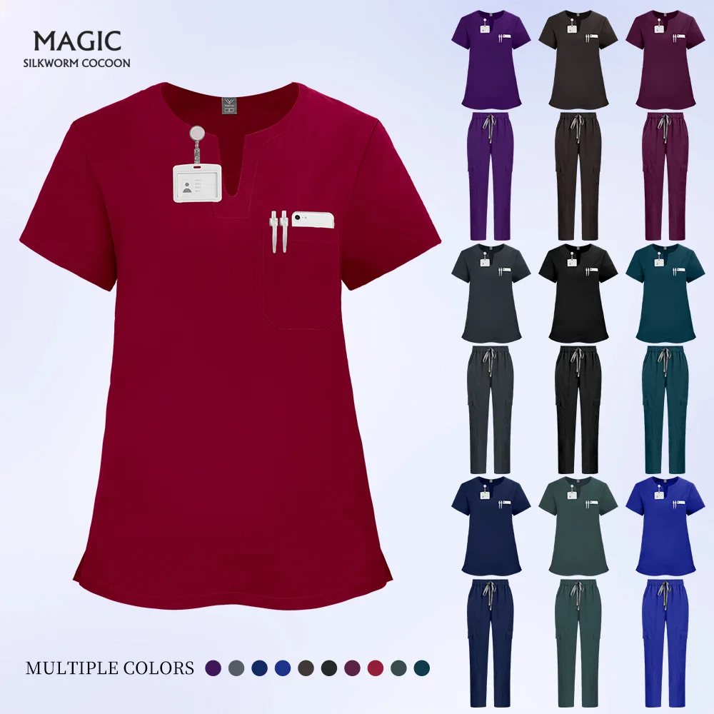 

Unisex Hospital Workwear Scrub Set for Women Soft Stretch Uniform Dental Clinic Nurse Uniform Health Service Medical Accessories
