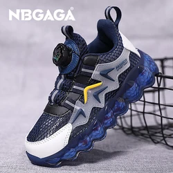 Parent-Child Net Shoes Thick Soled Sports Running Rotary Buckle Children Casual Tennis for Girls Boys Outdoor Kids School Shoes