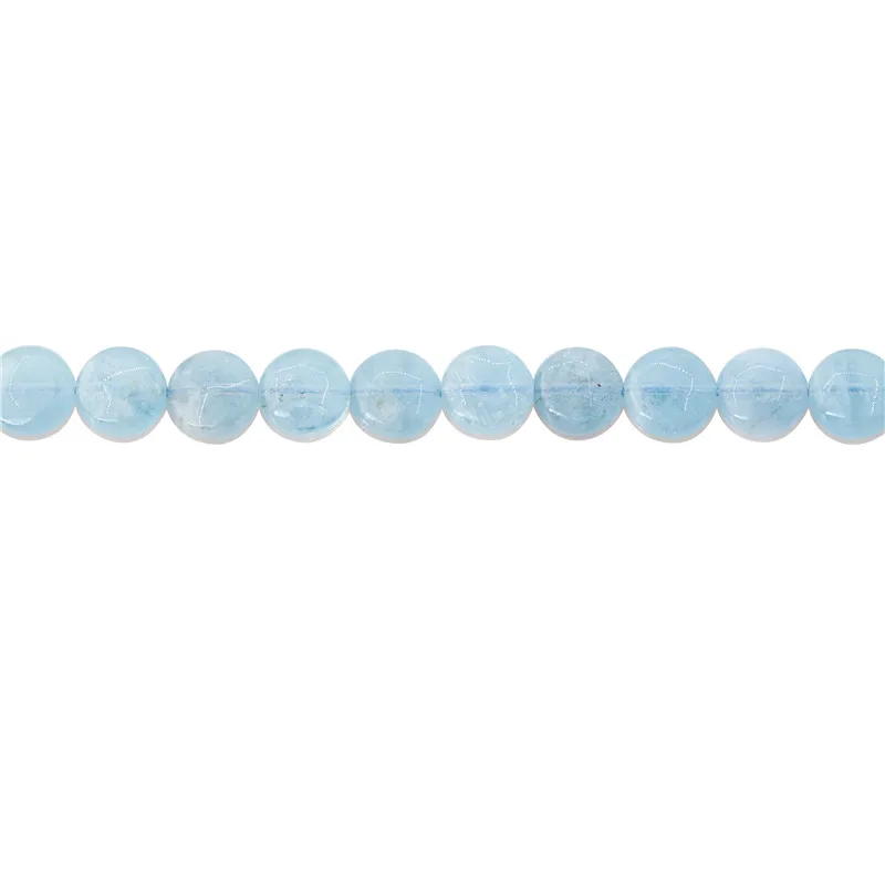 

Natural Stone K2 Aquamarine Chrysotlie Phlogopite Caryolite Flat Round Beads 8 10MM For Jewelry Making DIY Bracelet