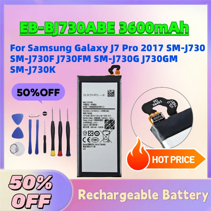 

High-Quality EB-BJ730ABE 3600mAh 3.85V Battery for Samsung Galaxy J7 Pro 2017 SM-J730 SM-J730F J730FM SM-J730G J730GM SM-J730K