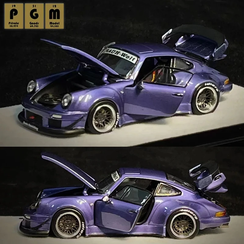 

PreSale 1:64 PGM RWB 930 Violets GT Wing Full Open Door Diecast Alloy Car Model Collection Toys