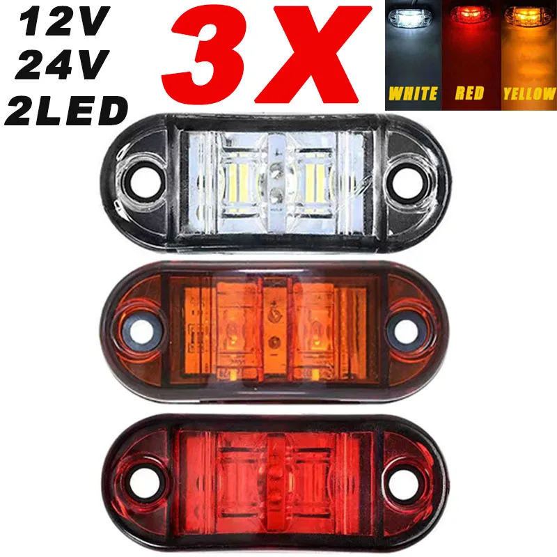 

3X 12V 24V Universal Led signal light Front Rear Clearance Indicator Signal Lamp for Lorry Trailer Trucks Caravan BUS Van