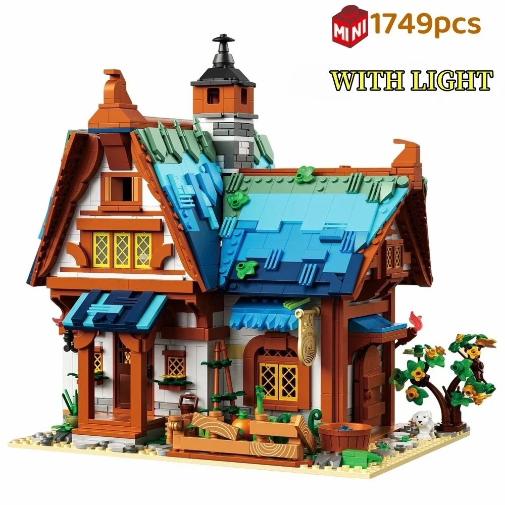 MOC Medieval Manor House & Post Station Building Set Architecture Model DIY  Micro Bricks Toys Kid Christmas Gifts