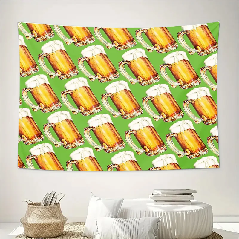 Vintage Beer Tapestry Wall Hanging Rustic Pub Decor Medieval Tavern Backdrop Beer Lover Gift Home Bar Accent Fantasy Gaming Room