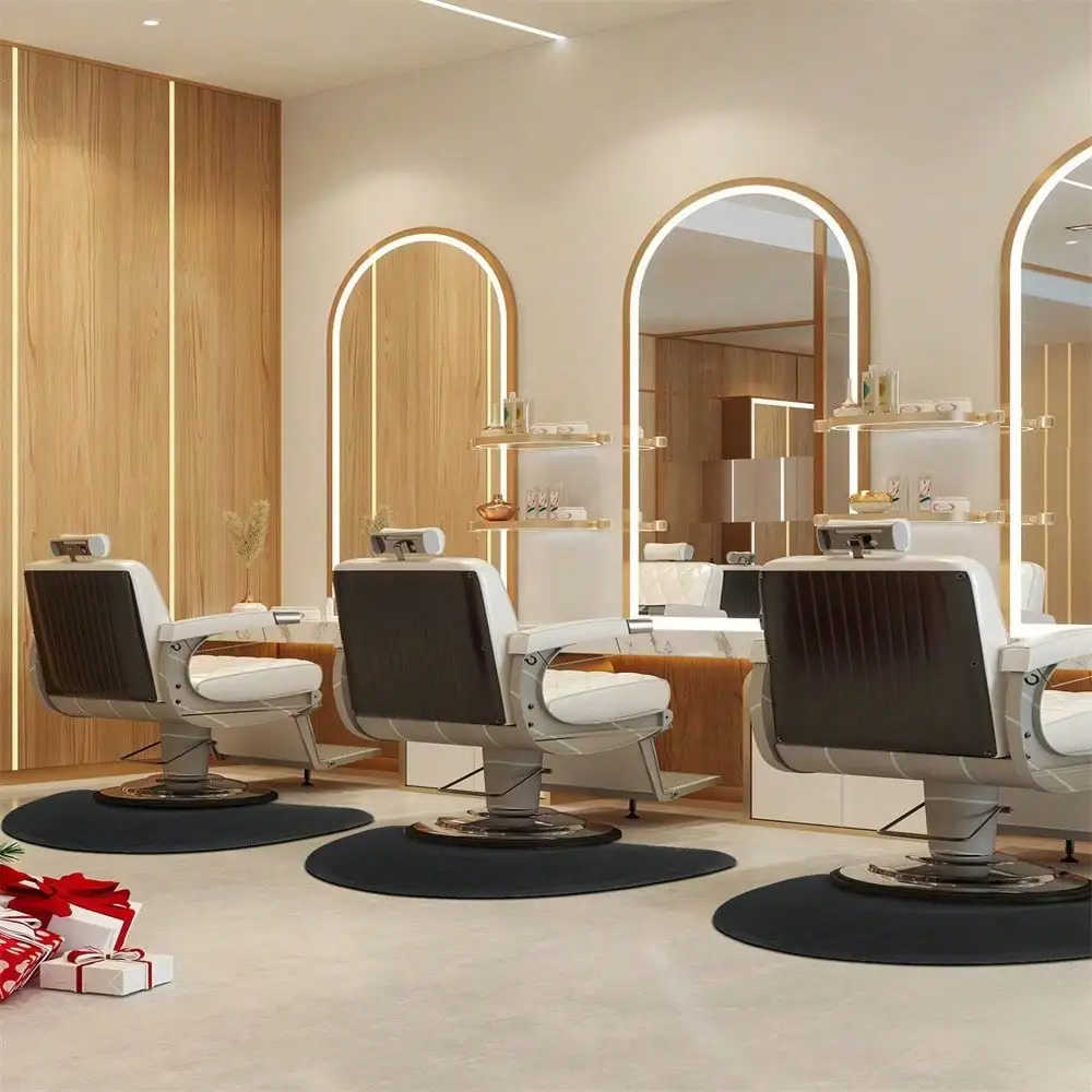 

Beauty Salon Semicircle Anti-Fatigue Salon Mat (Round Outside And Round Inside) Black