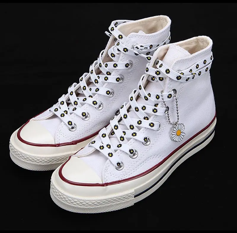 Kleine Gänseblümchen Schnürsenkel Cartoon Druck Mode Unisex Flache Schnürsenkel High-Top Canvas Sneakers Schnürsenkel AF1 Sport Schnürsenkel – Detail 10