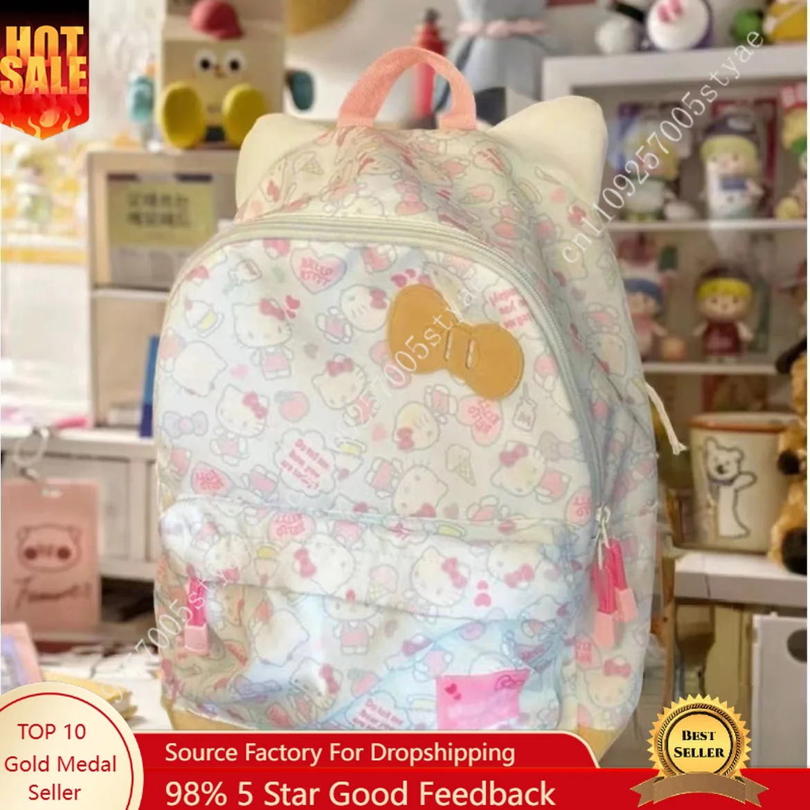 

Japanese Style Hello Kitty Sanrio Sweet Cute Large-Capacity Backpack with Bows and Cat Ears