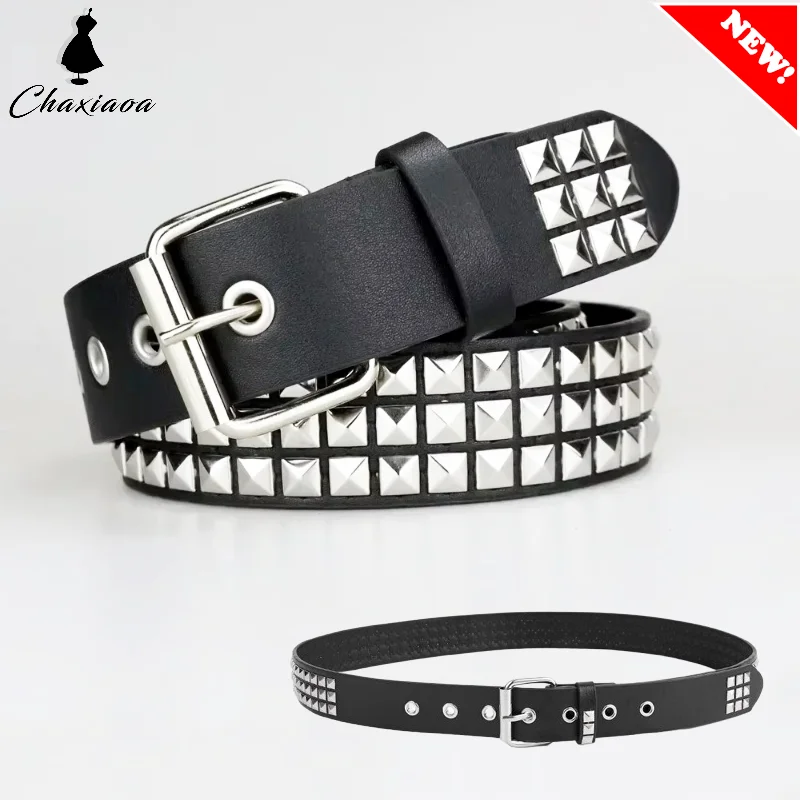 Pyramid Y2k Bead Rivet Belt Gothic Square Bead Rivet Belt Waist Belts Men and Women Punk Hardware Jeans Belt Women's Belts