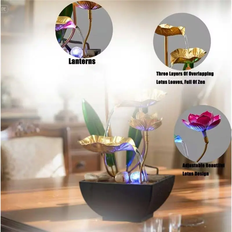 ABKR-USB نافورة مياه لسطح المكتب مع أضواء LED نوافير مياه نافورة شلال داخلية