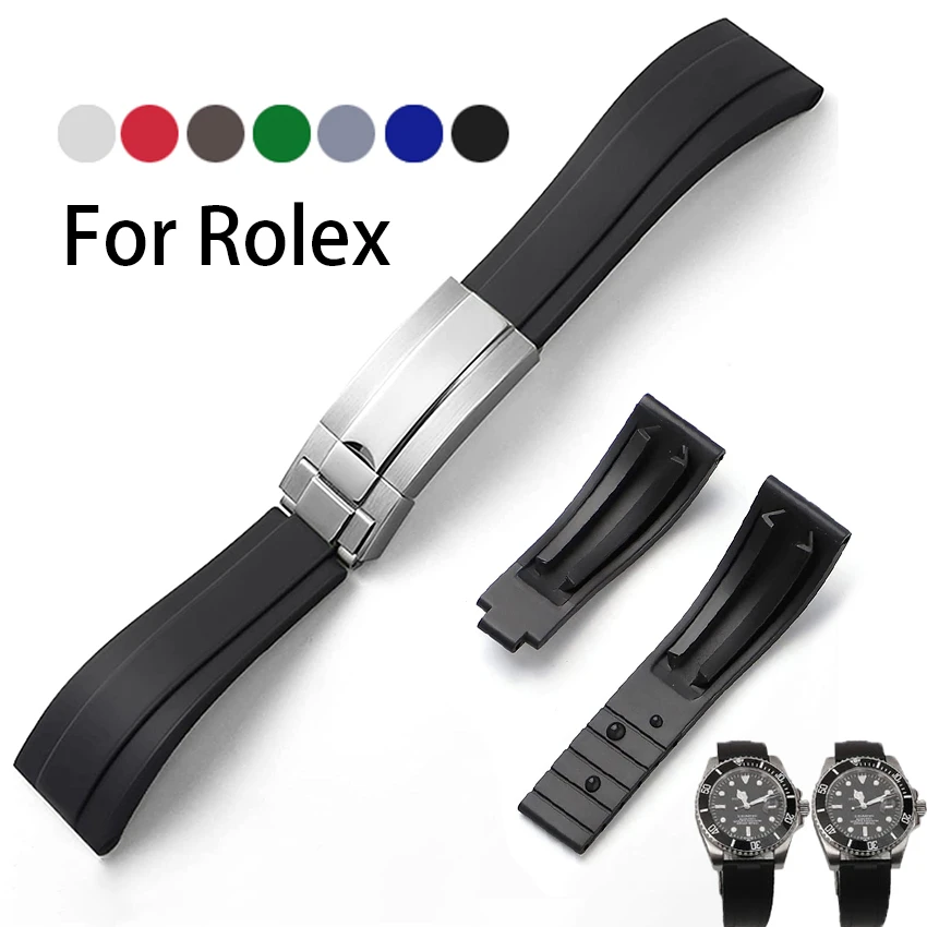 Watch Strap for Rolex Ghost King Daytona Silicone Watchband 20mm for Labor Submariner Flat End Rubber Bracelet Driver Wristband