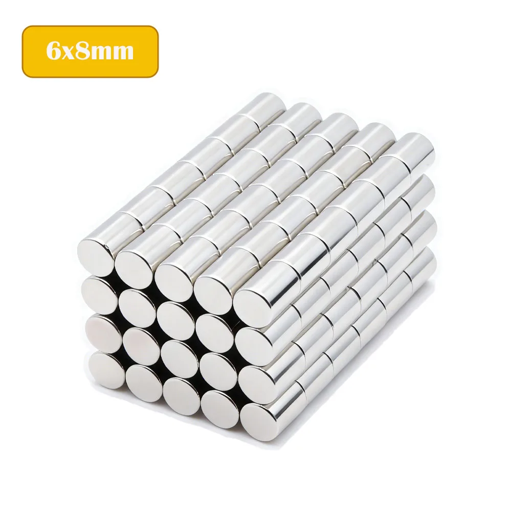 

10-200 Pcs 6x8mm Neodymium Magnet Neodymium N35 NdFeB Round Super Powerful Strong Permanent Magnetic Imanes Disc 6x8mm Magnets