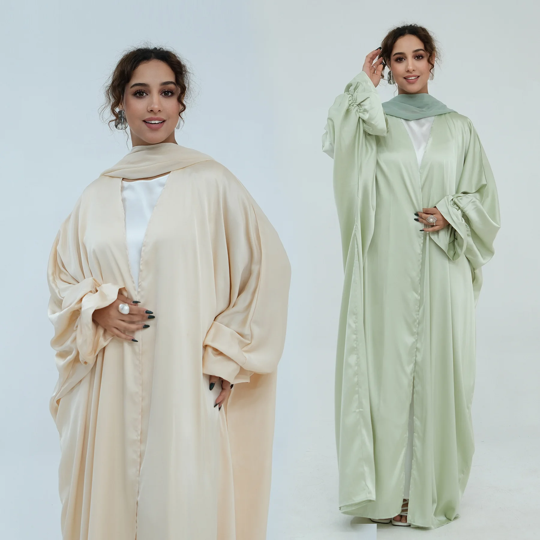 

Eid Satin Abayas for Women Muslim Dress Dubai Kaftan Ramadan Islam Kimono Cardigan Kebaya Jalabiya Turkey Robe Caftan Vestidos