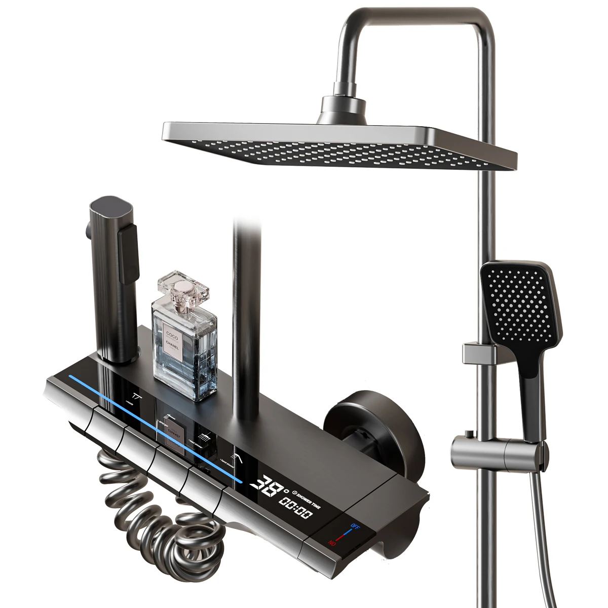 

Роскошный современный полный традиционный системный светодиодный умный цифровой массажер для ванной комнаты, полированный настенный смеситель для душа