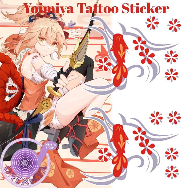 

Genshin Impact Yoimiya Temporary Fake Flash Tattoo Sticker Cosplay Prop Accessory Halloween Party Carnival Role Play Prop