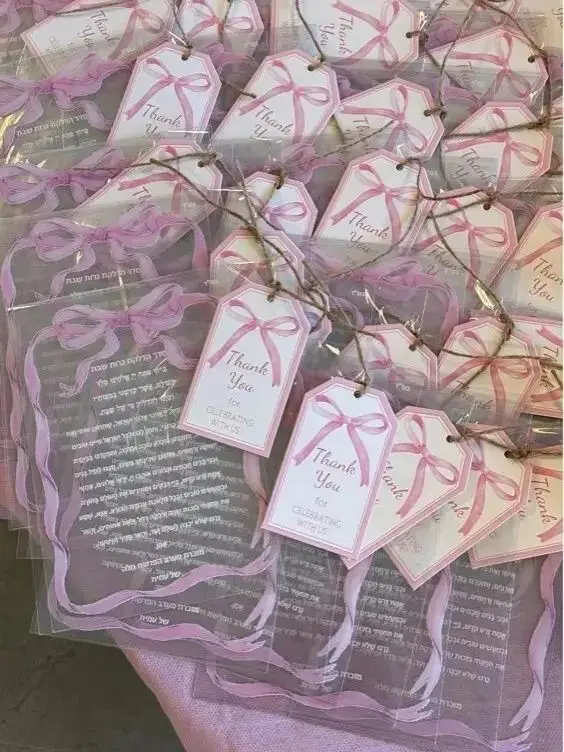 

Transparent Custom Wedding Invitation Card,Acrylic Hebrew,Prayer Blessings,Candle Design Bar Mitzvah Gift,Souvenir, Pink Flower