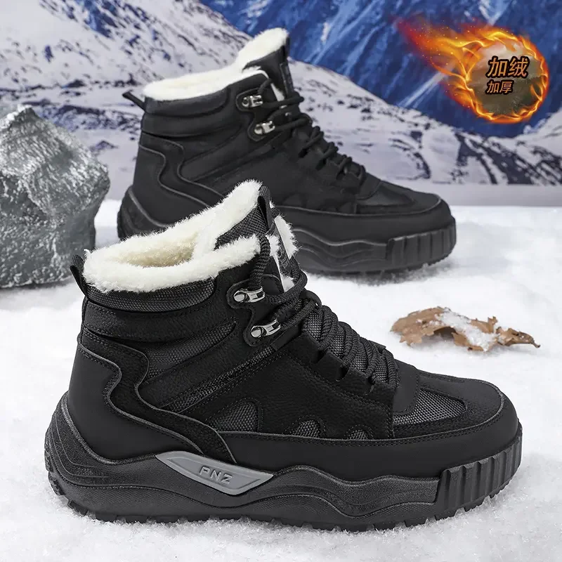 

Мужские утепленные флисом высокие рабочие ботинки на толстой подошве, теплые хлопковые повседневные зимние ботинки до щиколотки для активного отдыха