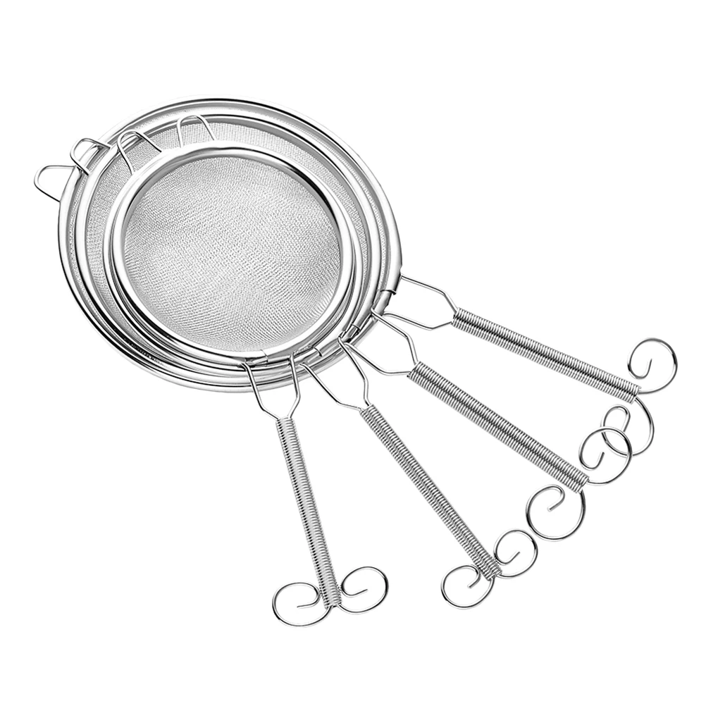 

4Pcs Stainless Steel Tea Mesh Colander Premium Food Grade Fine Filter Round Frame Reinforced Handle for Home Kitchen Portable