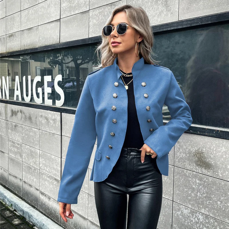 Blazers Office Women Solid Colors Double Breasted Slim Short Suit 2023 Spring Autumn New Fashion Multi Button Blazer Oversize