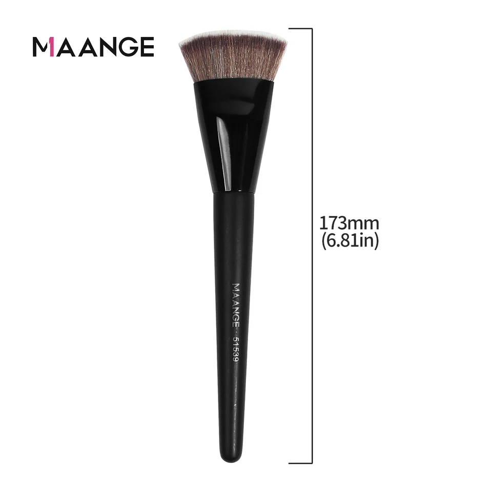 Brocha de base MAANGE de punta plana redonda con caja, para polvo, rubor y corrector, herramienta de maquillaje amigable con la piel 6