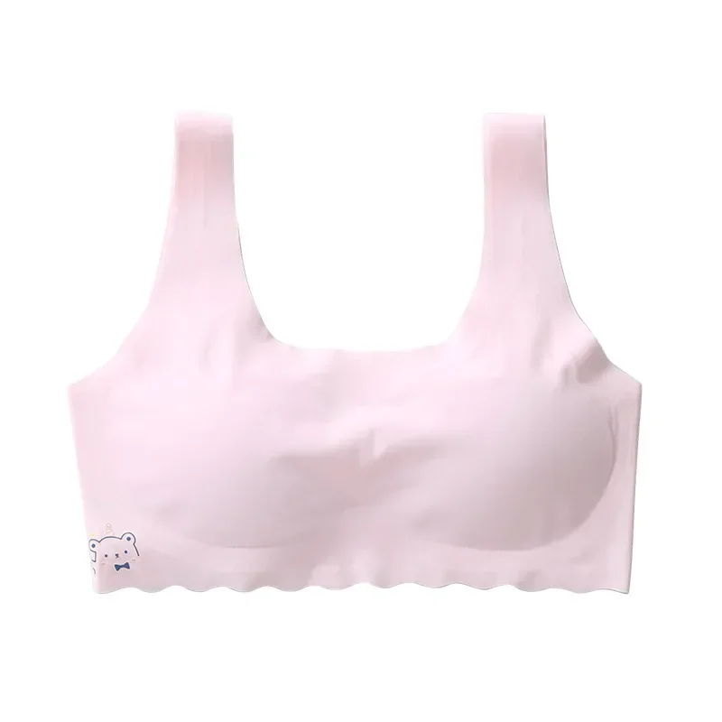 2024 Summer New Girl Development Period Seamless Children\'s Tube  Underwear  Vest White/Pink 1 PCS a Lot