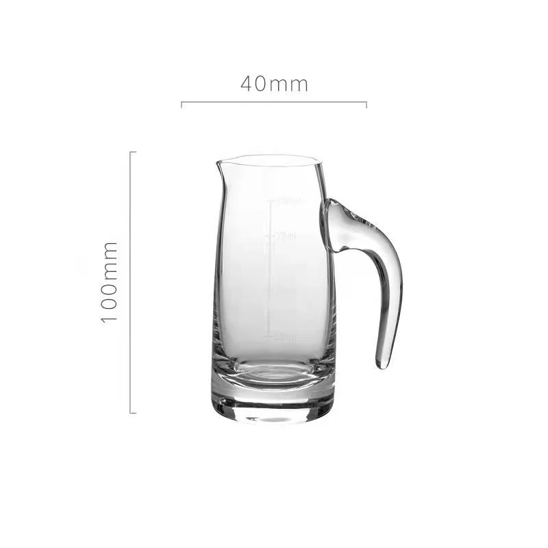 4oz European Whiskey Dispenser Baijiu Glass Pot with Handle Scale Transparent 100ml Household Vodka Cocktail Drinking Glasses