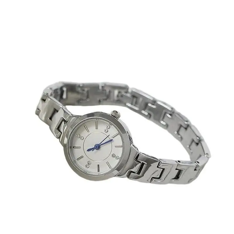 Women's Minimalist Quartz Watch with Diamond Studded Round Dial Slim Steel Band Small Face Female Wristwatch for Students Ladies