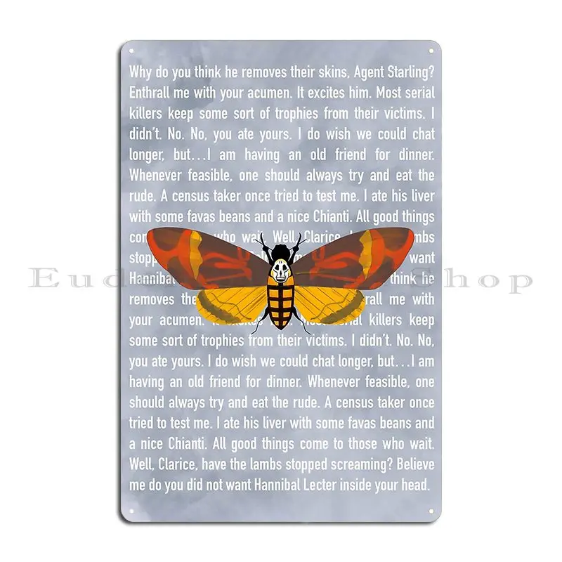 Silence Of The Lambs Moth Artwork Metal Sign Cinema Club Create Bar Kitchen Tin Sign Poster