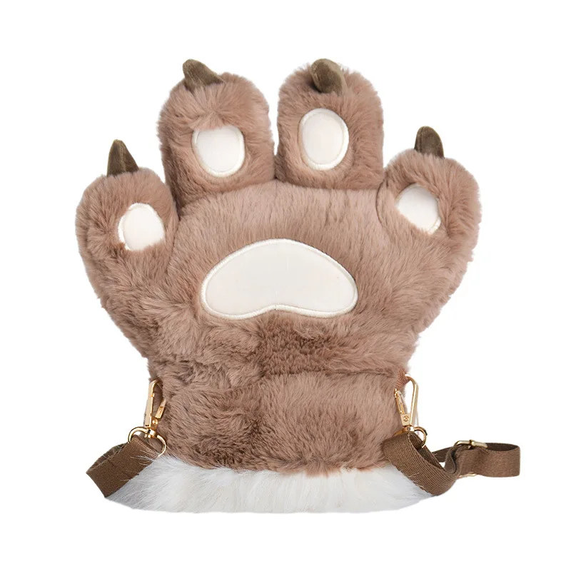 Bolso cruzado para mujer, bolso de felpa con garra de dibujos animados, bolso de hombro grueso y de felpa, bolso de mano cálido de gran capacidad, bolso para teléfono