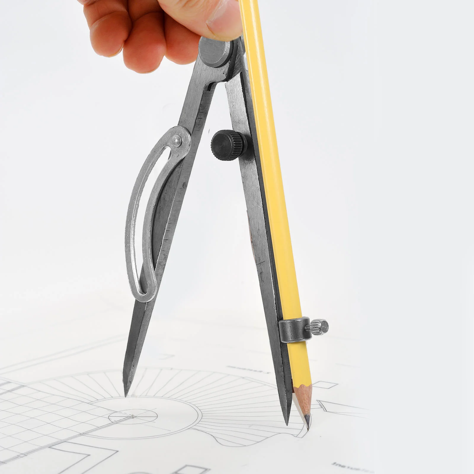 Kompasmarkeringsmeter Metalen schrijver Handig Slijtvast Handmatige afschrijver Geometrie Zilver Multifunctioneel