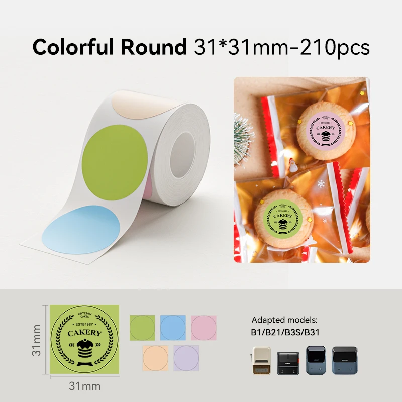 Niimbot Thermisch Label 20-50mm Breedte Ronde/Wit/Kleur Sticker Waterdicht Papier Voor B1 B21 Mini printer Tags Label Maker