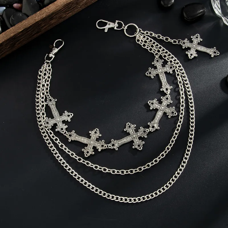 Fashion Punk Metal Pants Chain Hip Hop Waist Chain Cross Pendant Jeans Chain For Men Women Accessories Gifts view 6