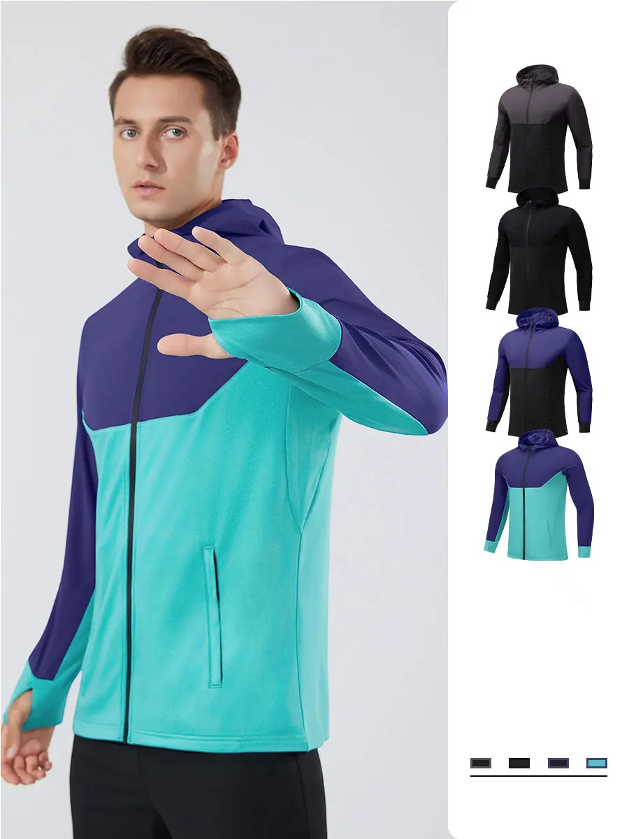 Men's Sports Jacket Multi-color design Zippered pockets UV protection Warm inner layer Ideal for cycling and fitness workouts.